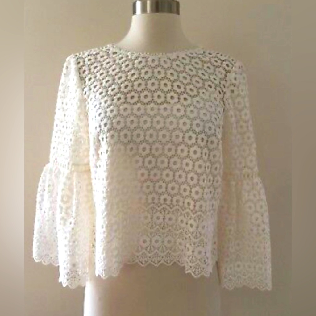 J Crew Daisy Bell Sleeve Blouse In Ivory